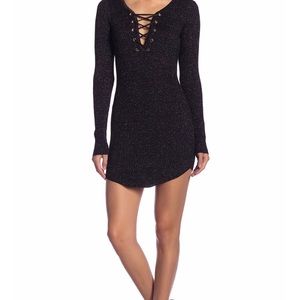 Metallic long sleeve mini dress